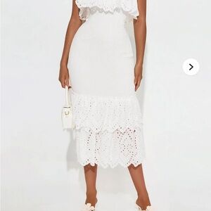Fashion Nova White Eyelet Midi Dress